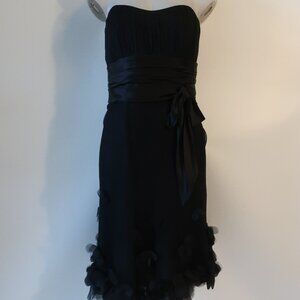 Women's Strapless Black Cocktail Dress with Satin Sash